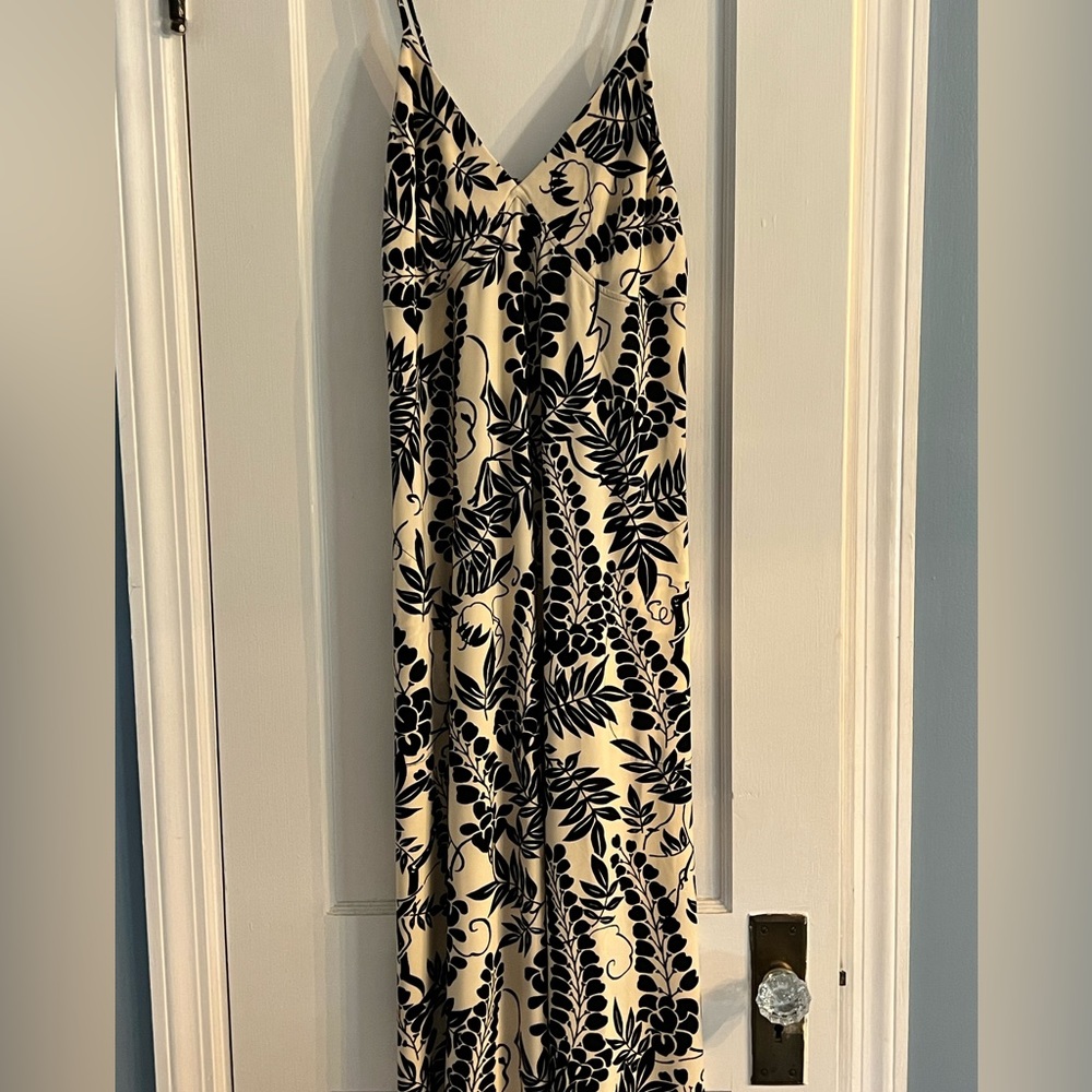 Norma Kamali black and white floral maxi dress